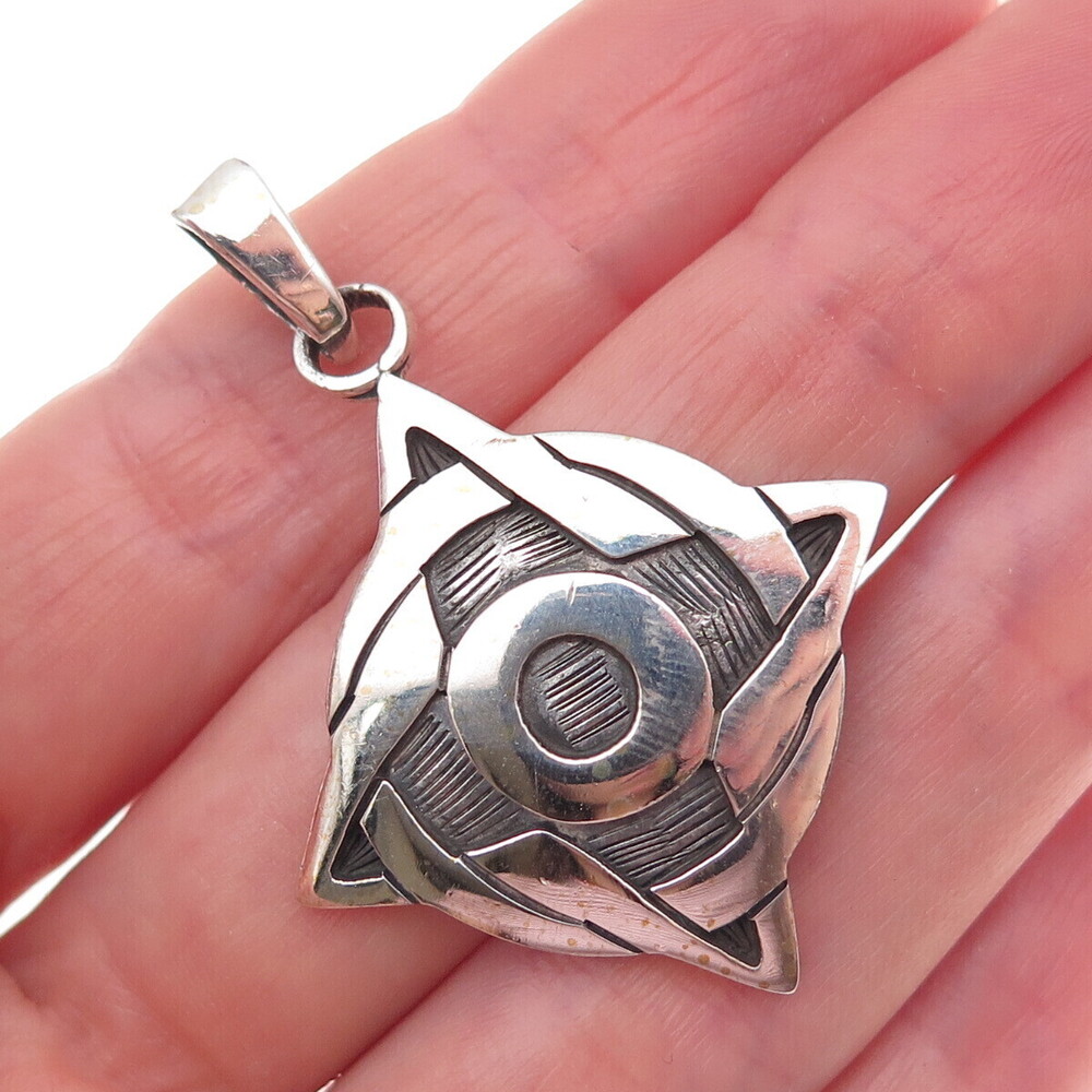 925 Sterling Silver Vintage Four Elements Celtic Oxidized Charm Pendant